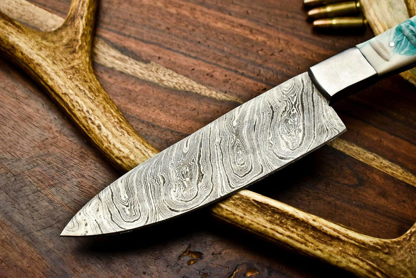 Hand Made Damascus Steel Blade Chef Kitchen Full Tang Knife | Corian Handle