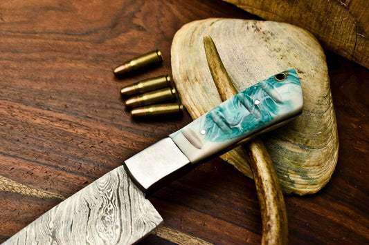 Hand Made Damascus Steel Blade Chef Kitchen Full Tang Knife | Corian Handle