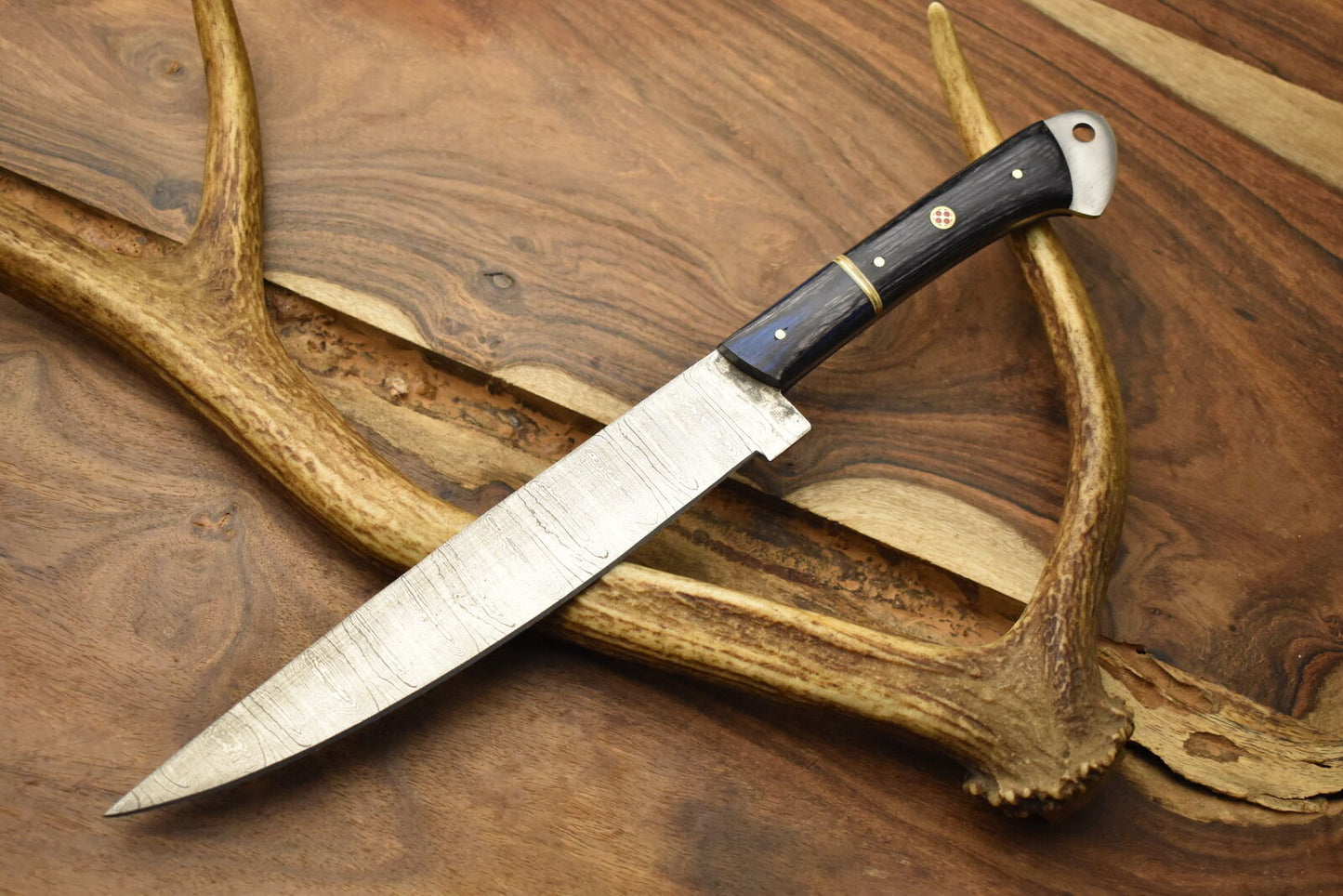 Handmade Twist Damascus Steel Chef Knife – Full Tang Pakka Wood Handle with Wooden Bolster