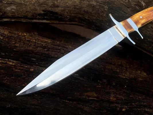 Custom Hand-Forged D2 Steel Hunting Cleaver – Survival Bowie Knife with Leather Sheath