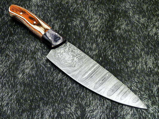 12.0" Handmade Damascus Steel Chef Knife – Professional Kitchen Blade with Hardwood Handle