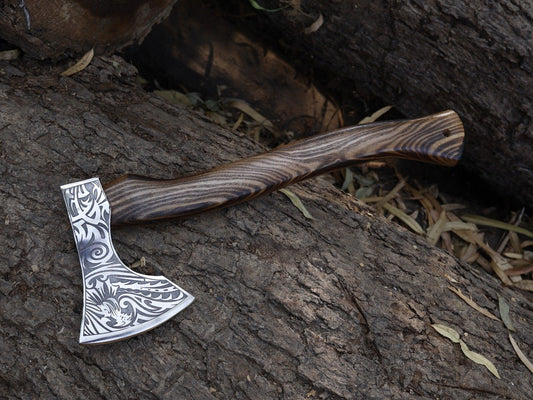Handmade Viking Axe 18 Inch Carbon Steel Blade with Ash Wood Handle and Leather Sheath