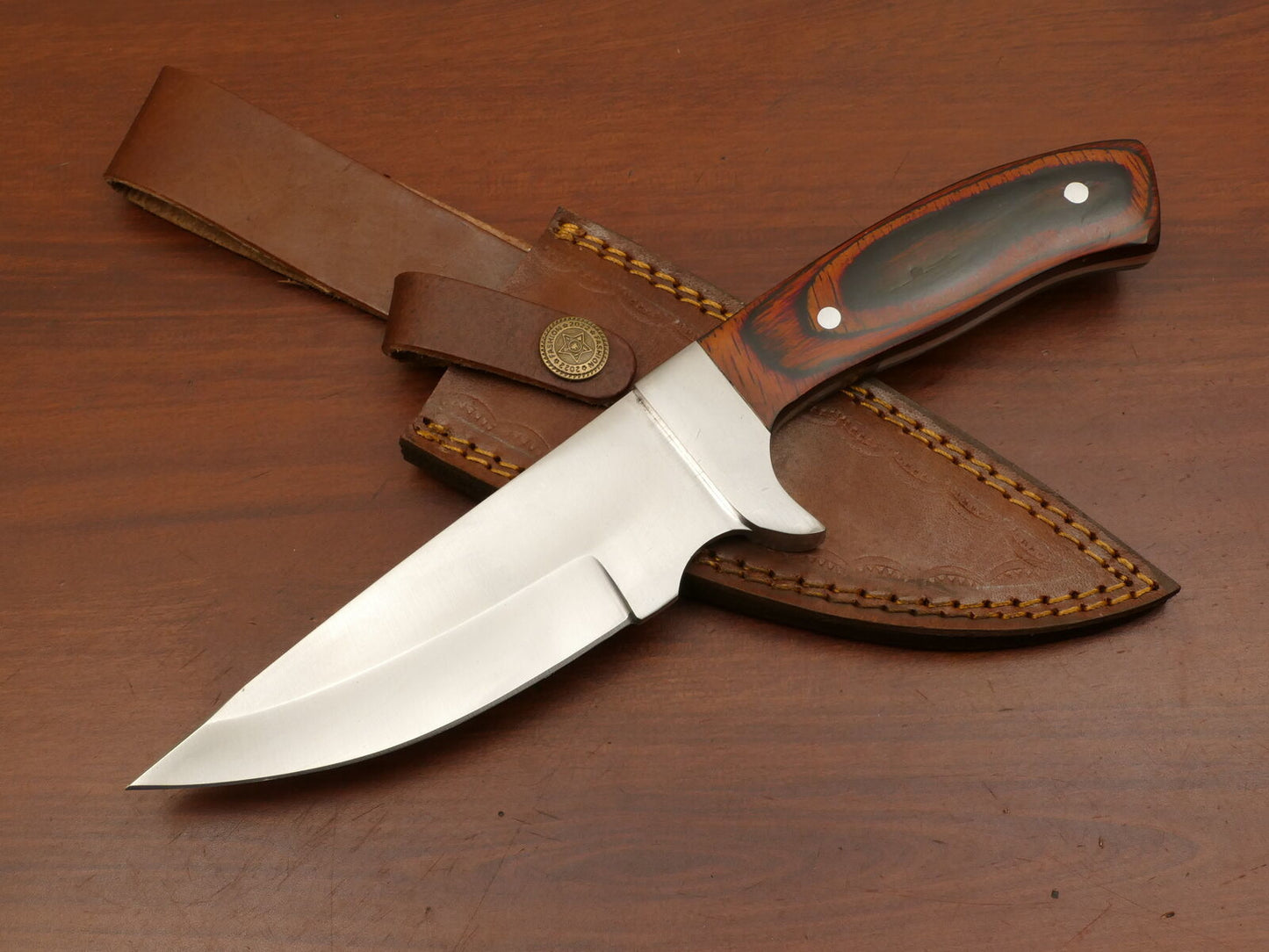 Handmade D2 Steel Skinner Knife | Hardwood Handle & Steel Guard | EDC Collectible