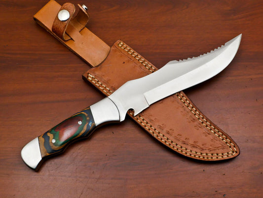 Hand Made D2 Steel 14-Inch Full Tang Bowie Hunting Knife – Steel Guard