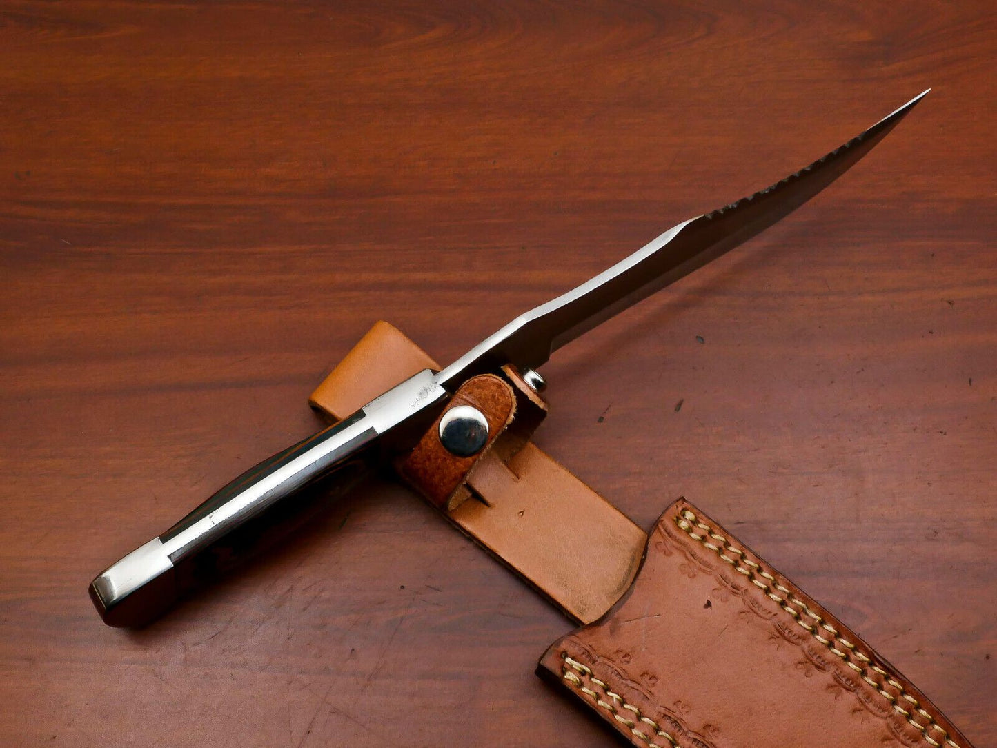 Hand Made D2 Steel 14-Inch Full Tang Bowie Hunting Knife – Steel Guard