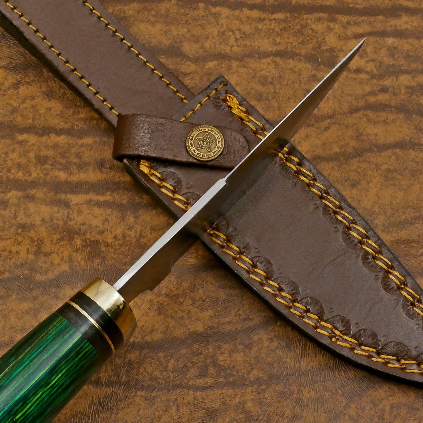 Handmade D2 Steel Bowie Knife – 12-Inch Hunting & Outdoor Blade with Pakka Wood Handle