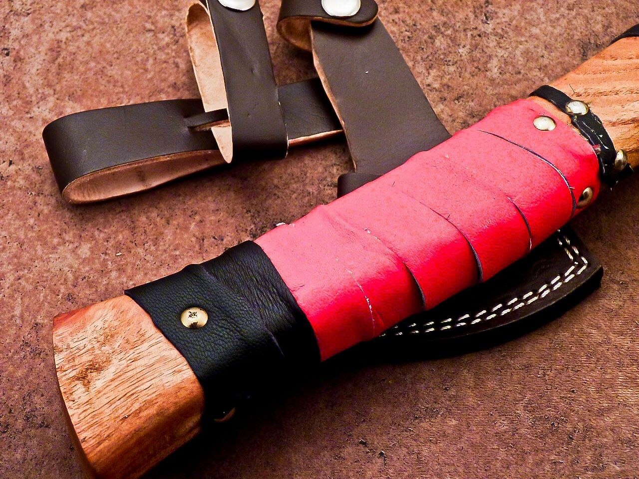 Handcrafted Carbon Steel Viking Axe – 14.5-Inch Bearded Camping Tomahawk