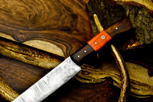 12" Handmade Damascus Steel Chef Knife – Full Tang, Hand-Forged Kitchen Blade