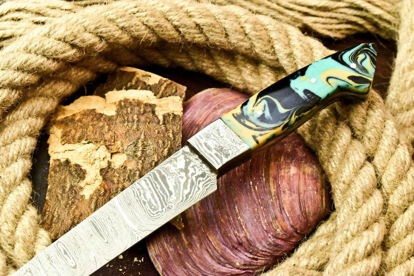 Custom Handmade Damascus Steel Skinning Hunting Camping Full Tang Chef Knife | 9.5"