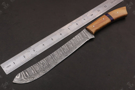 13.5" Custom Handmade Fire Damascus Steel Fillet Knife Damascus Fillet Knife For Kitchen Use