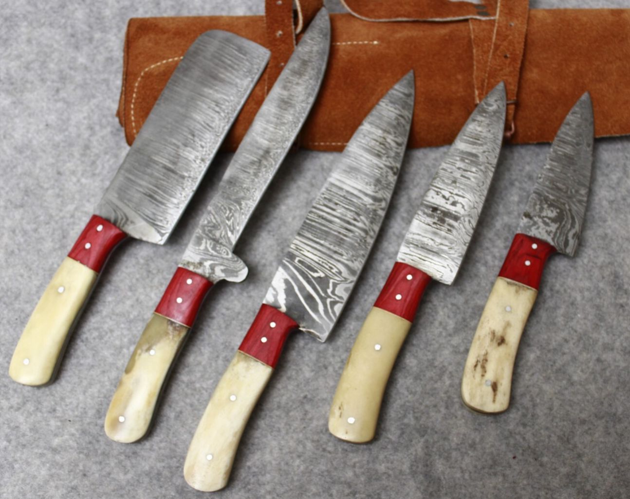 Custom Handmade Forged Damascus Steel Chef Knives Set – Professional Kitchen Knife Set