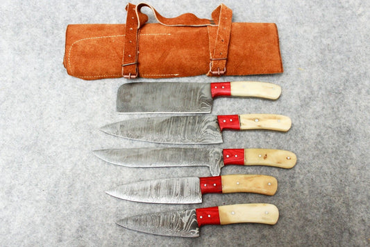 Custom Handmade Forged Damascus Steel Chef Knives Set – Professional Kitchen Knife Set