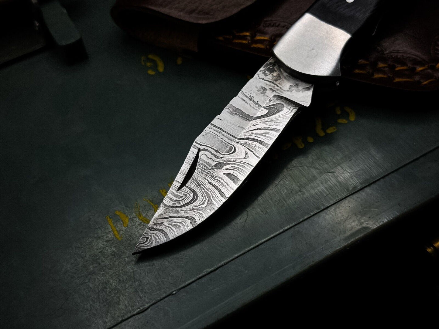 Heritage Forge Damascus Steel Bowie Knife Inch Blade with Leather Sheath