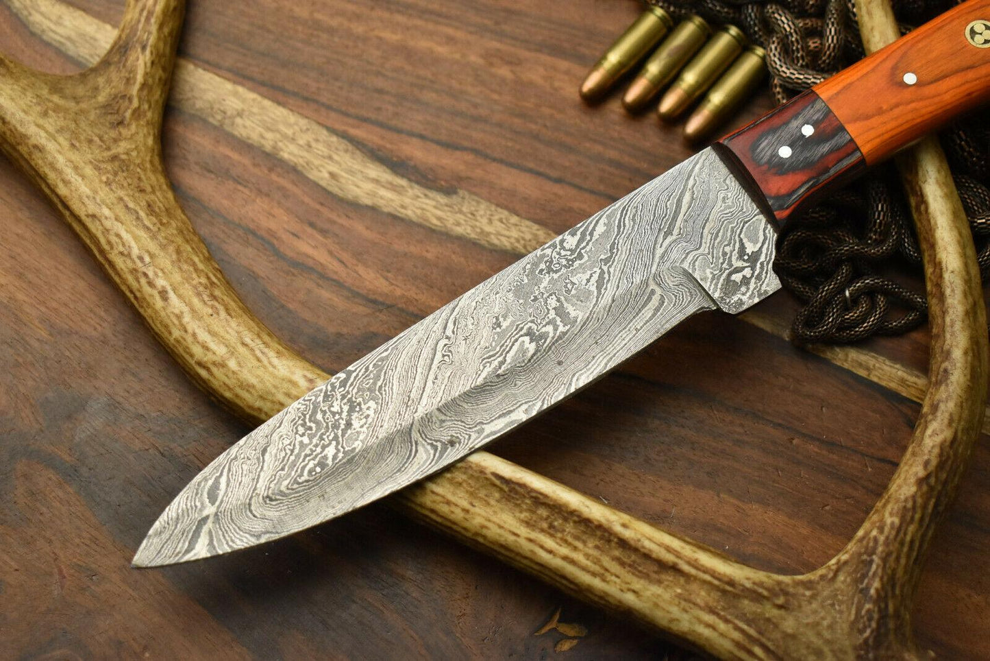 Professional Handmade Damascus Steel Kitchen Knife | 7" Blade, Hardwood Handle