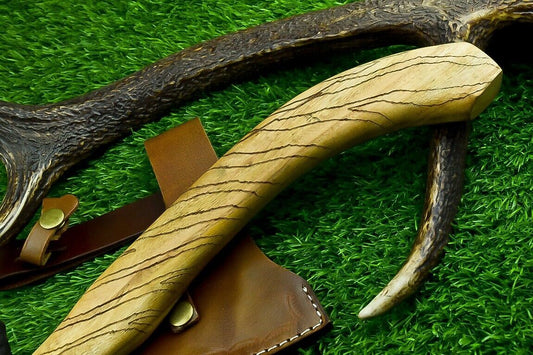 Handmade Viking Bearded Axe – 13 Inch Carbon Steel Hatchet with Olive Wood Handle