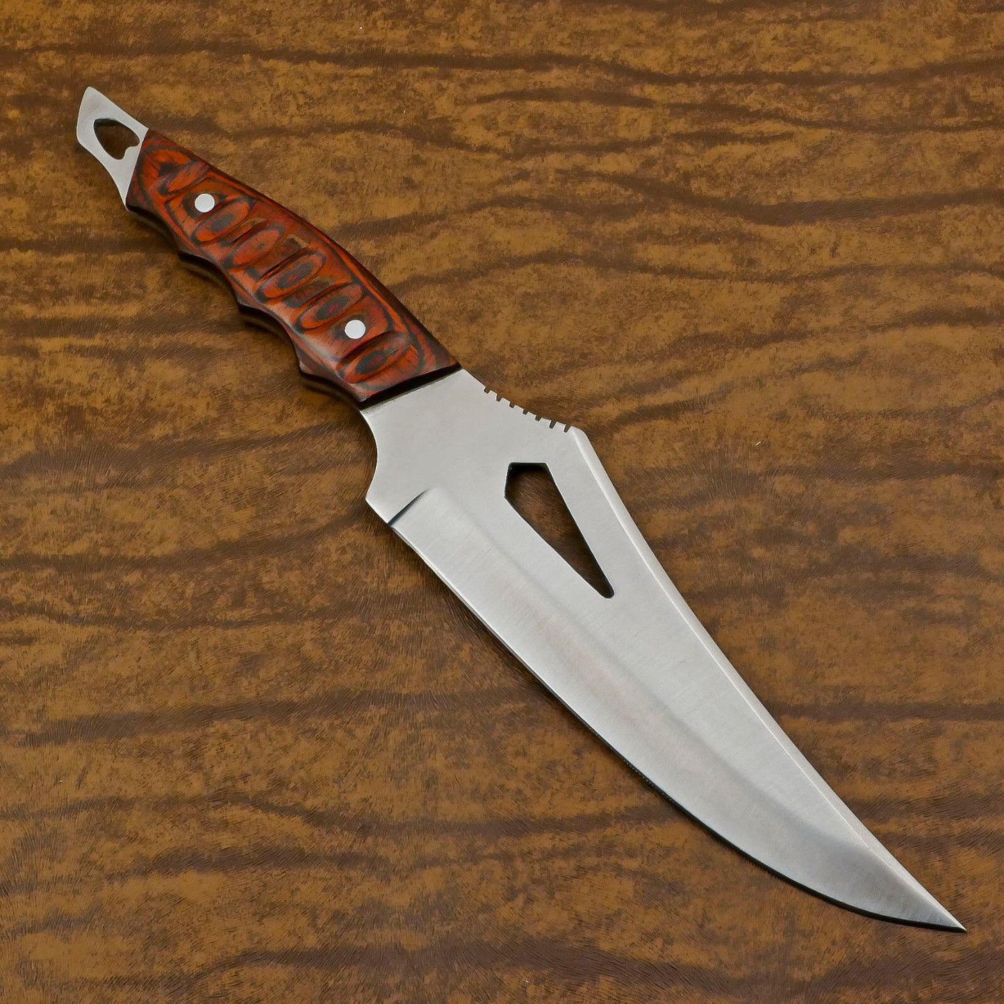 Handmade D2 Steel Full Tang Bowie Hunting Knife | 11" Pakka Wood Handle