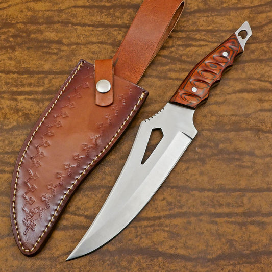 Handmade D2 Steel Full Tang Bowie Hunting Knife | 11" Pakka Wood Handle