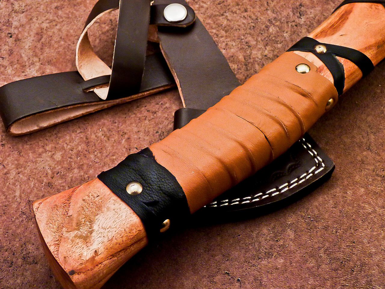 Hand Forged Carbon Steel Viking Axe 16 Inch Bearded Camping Hatchet with Wood Handle