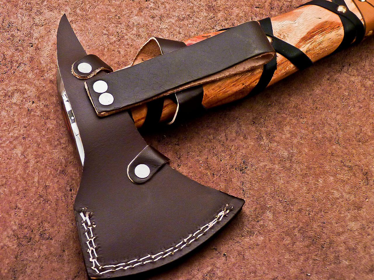 Hand Forged Carbon Steel Viking Axe 16 Inch Bearded Camping Hatchet with Wood Handle
