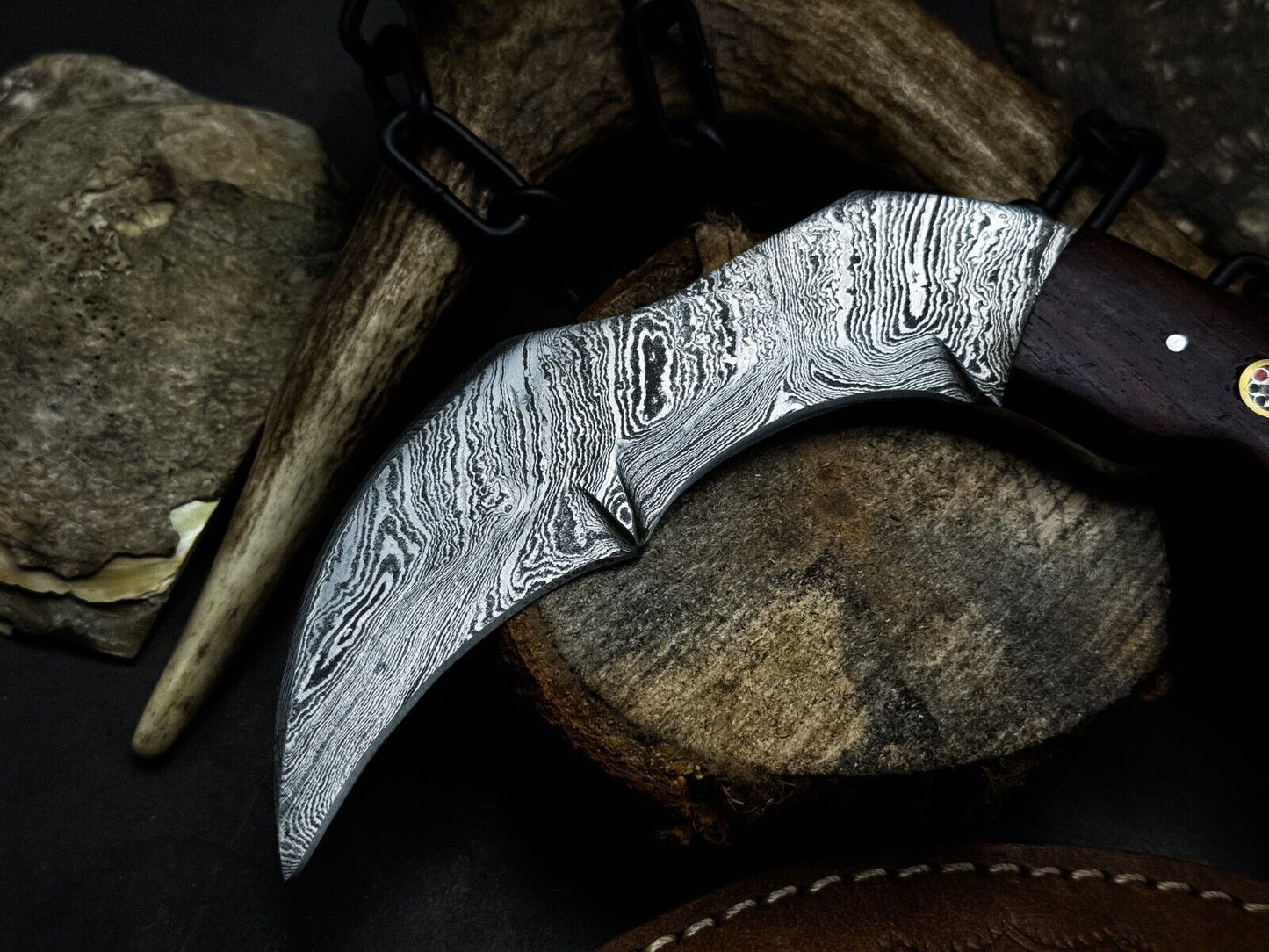 10" Handmade Damascus Karambit Knife Best Damascus Steel Karambit with Wood Handle