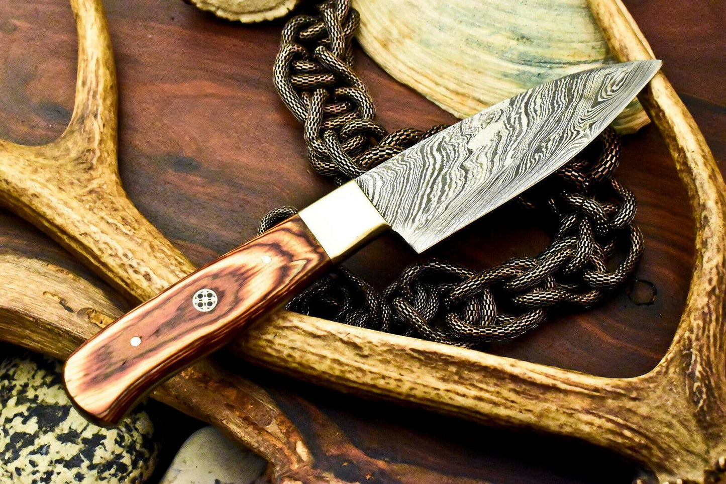 Handmade Damascus Steel Chef Kitchen Full Tang Knife | Hardwood Handle