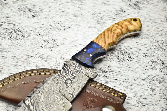 10.0" Handmade Damascus Steel Tracker Knife with Hard Wood Handle
