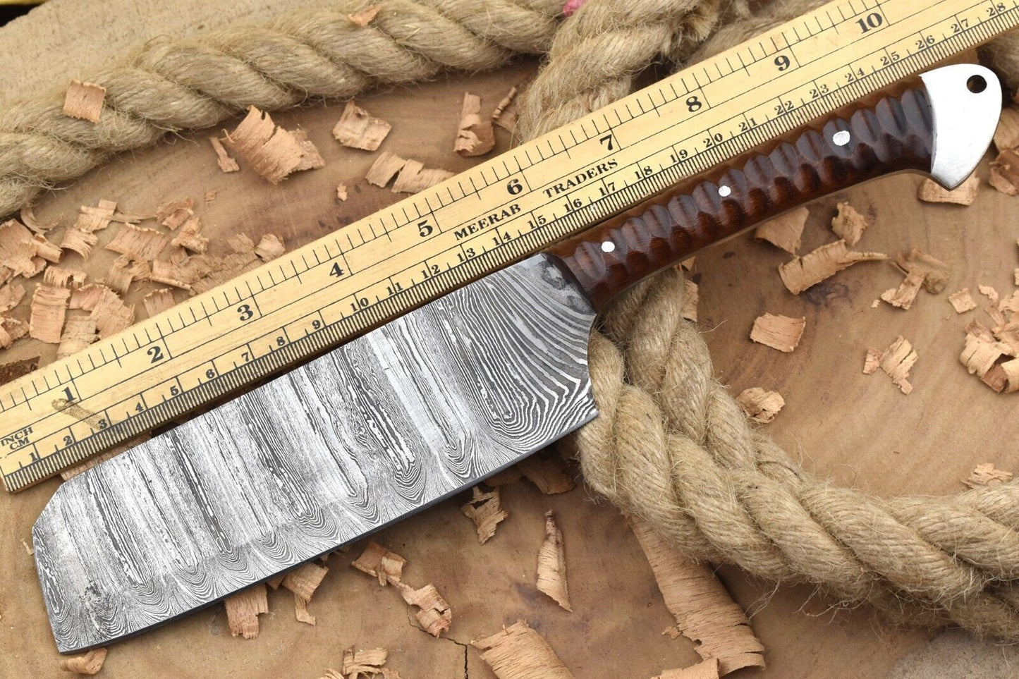 Custom Handmade Forged Damascus Steel 11" Kitchen Chef Knife with Rose Wood Handle