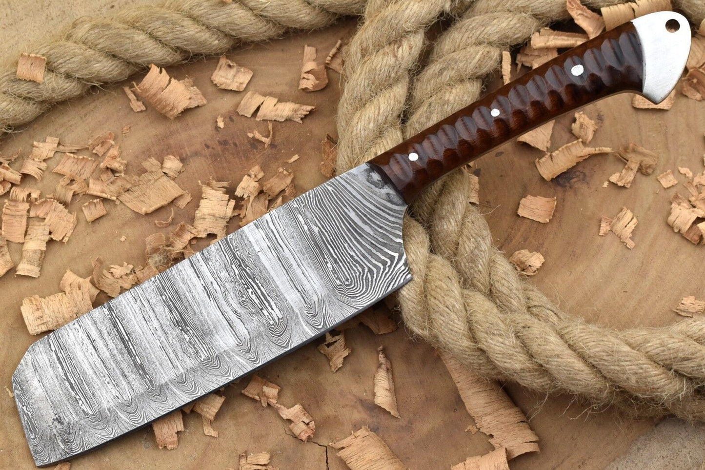 Custom Handmade Forged Damascus Steel 11" Kitchen Chef Knife with Rose Wood Handle