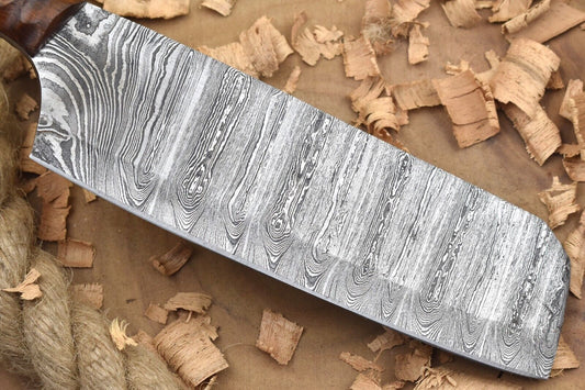 Custom Handmade Forged Damascus Steel 11" Kitchen Chef Knife with Rose Wood Handle