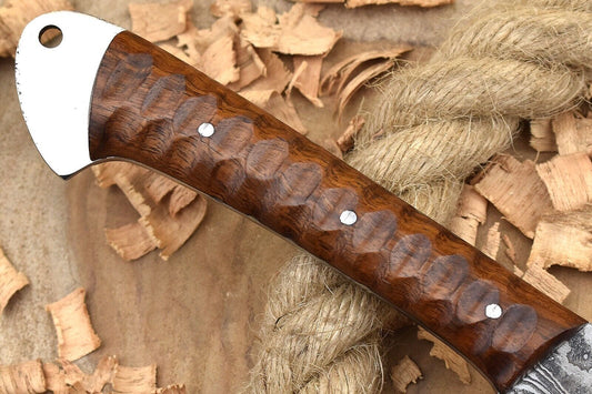 Custom Damascus Steel 11" Kitchen Chef Knife with Rose Wood Handle