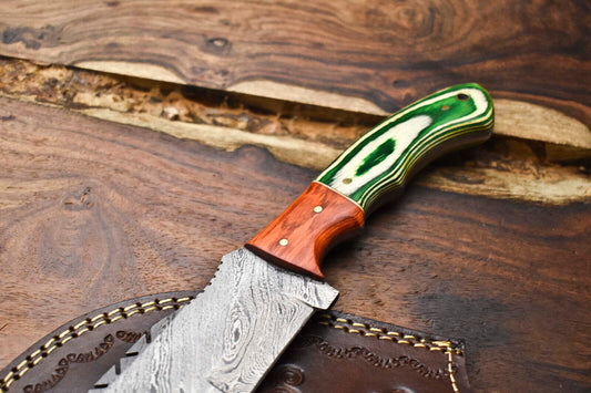 Rare Handmade Damascus Blade Camping Tracker Full Tang Knife