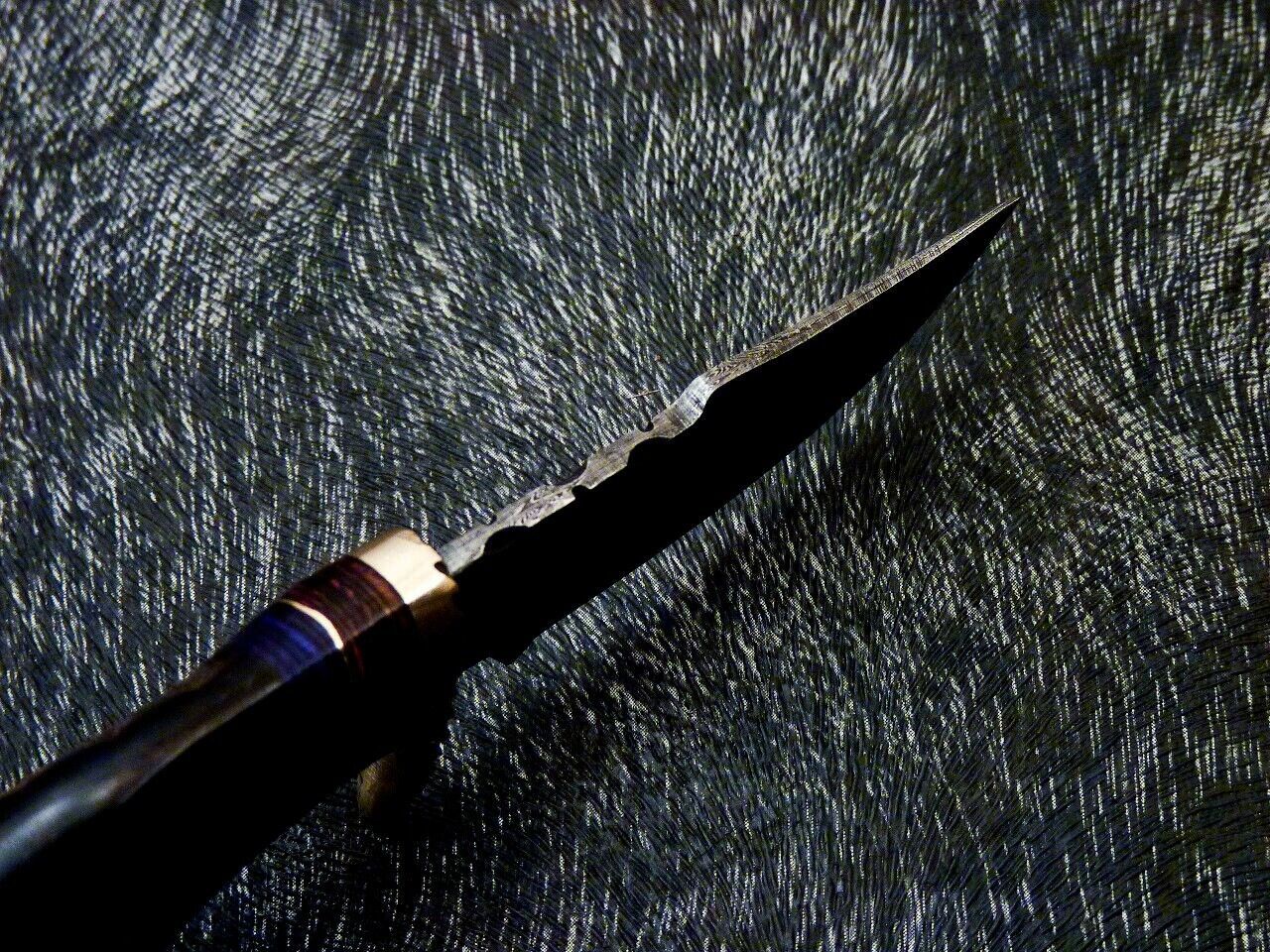 Heritage Forge 6 Inch Handmade Damascus Steel Hunting Knife with Ram Horn and Wood Handle