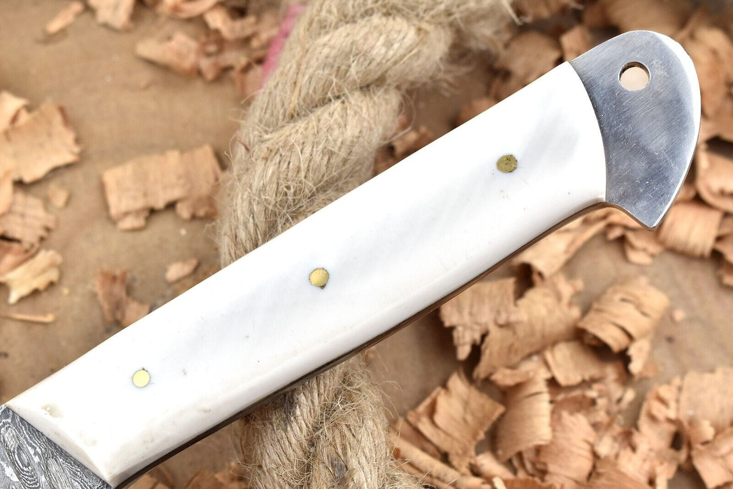 Custom Handmade Forged Damascus Steel Kitchen Chef Knife with Natural Bone Thappa Cleaver Handle