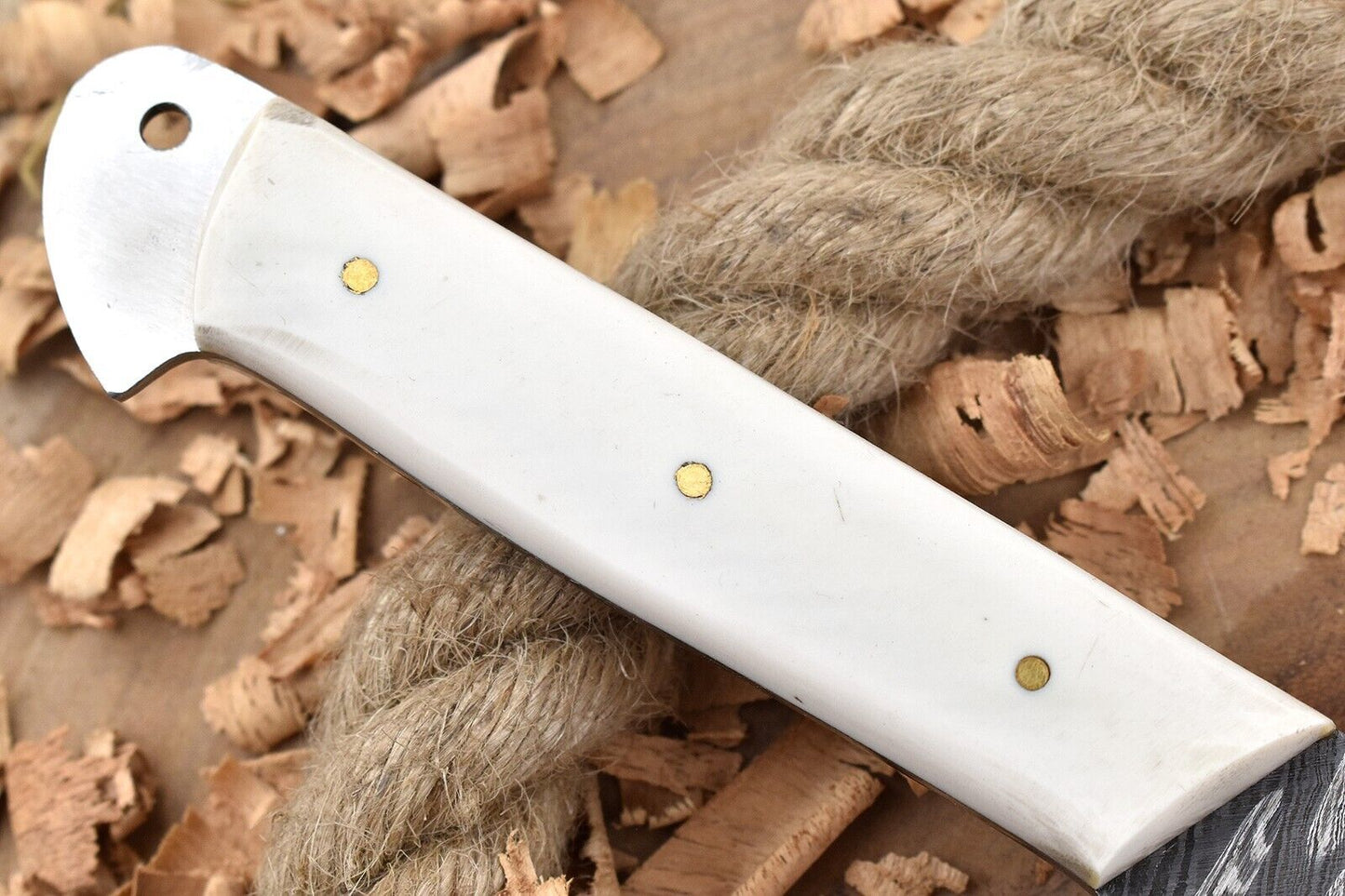 Custom Handmade Forged Damascus Steel Kitchen Chef Knife with Natural Bone Thappa Cleaver Handle