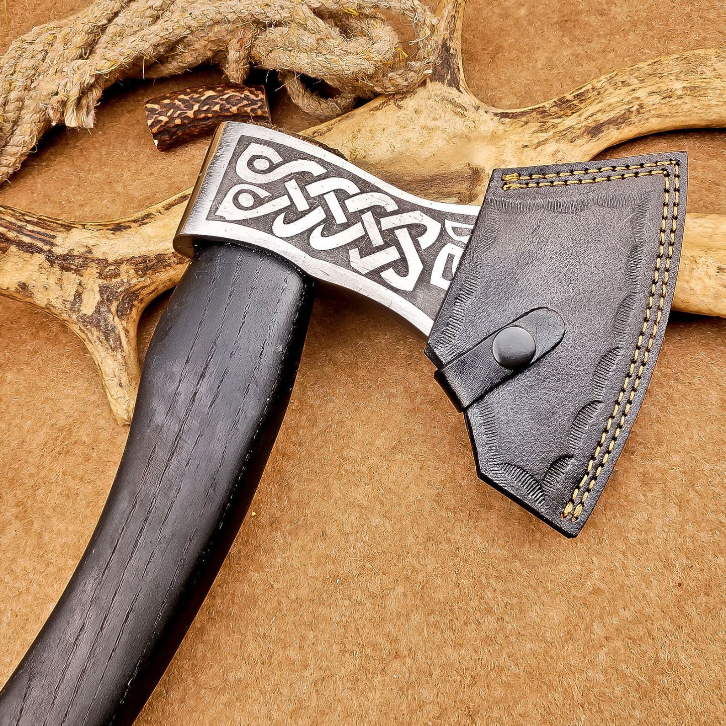 Custom Hand-Forged Carbon Steel Viking VALHALLA Axe – Tomahawk Throwing Axe with Leather Sheath