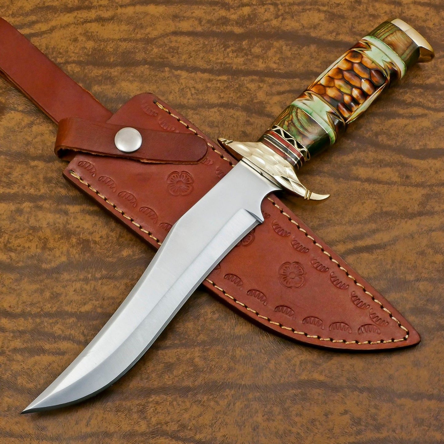 Custom Handmade 12 Inch D2 Steel Blade Hunting Bowie Outdoor Knife