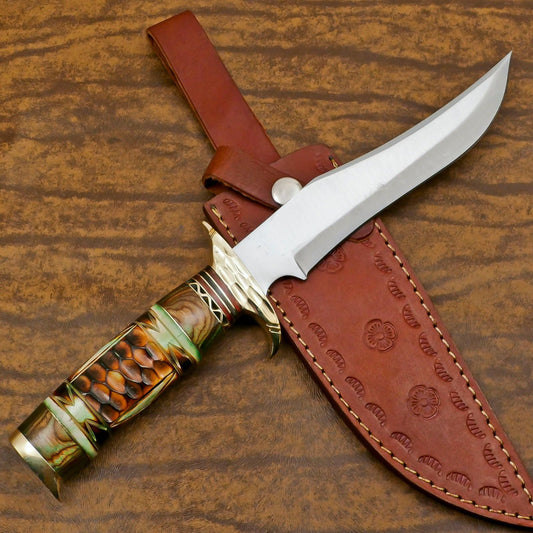 Custom Handmade 12 Inch D2 Steel Blade Hunting Bowie Outdoor Knife