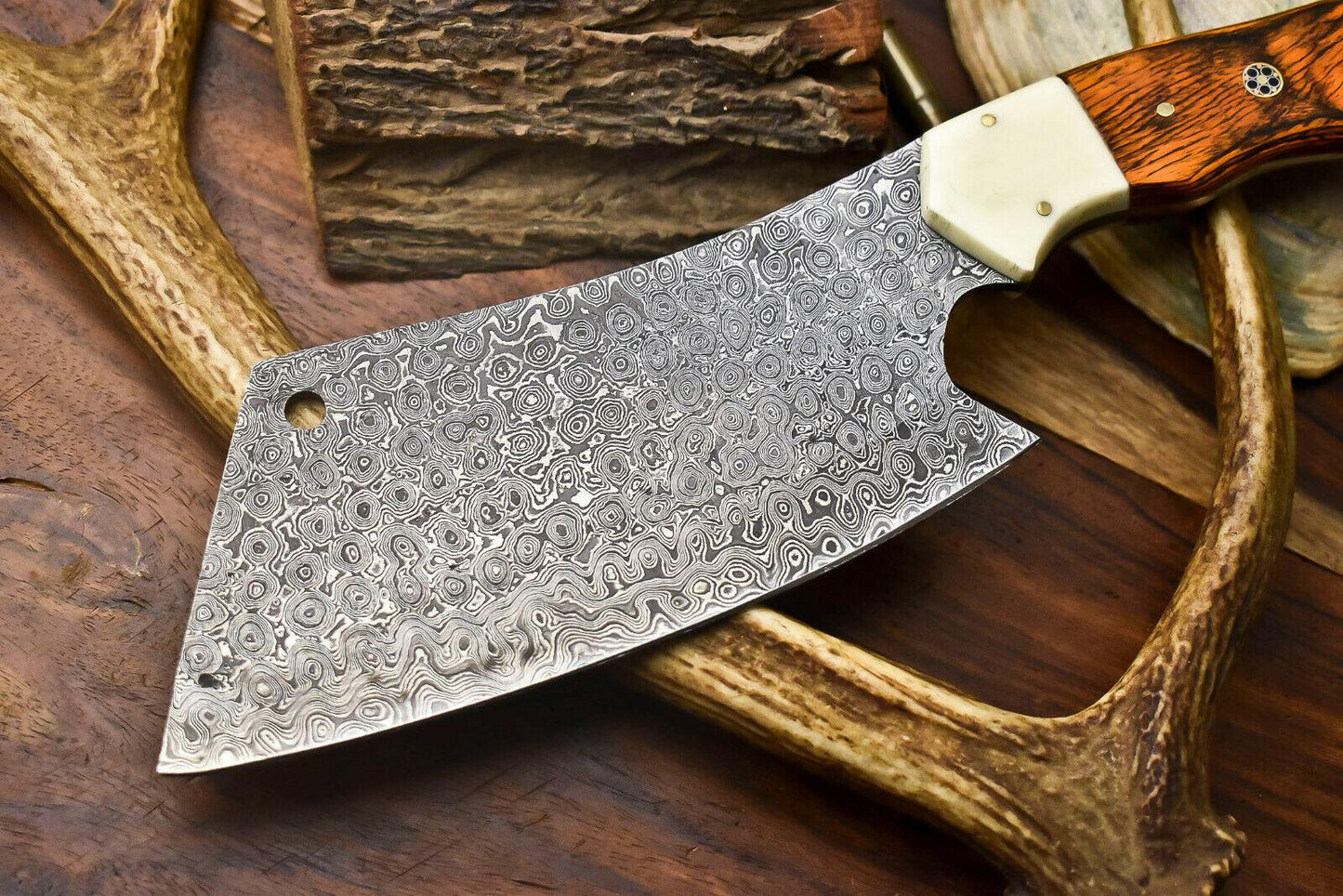 Custom Handmade Damascus Steel Chef Chopper Knife – 384 Layers Full Tang Blade