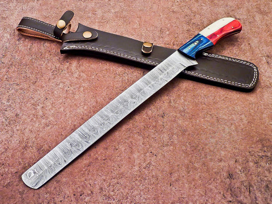 17" Professional Handmade Damascus Steel Bread & Chef Knife – Hardwood Handle