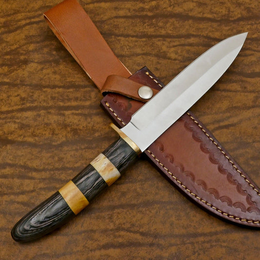 Custom Handmade 12 Inch D2 Steel Blade Hunting Bowie Camping Knife – Full Tang Outdoor Survival Knife