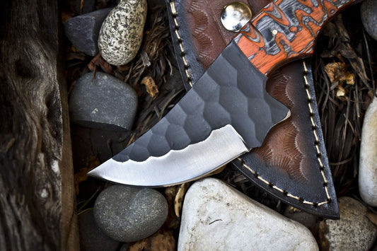 Custom Skinner Knife AUS-8 Steel Hard Wood – Camping & Veterans Gift