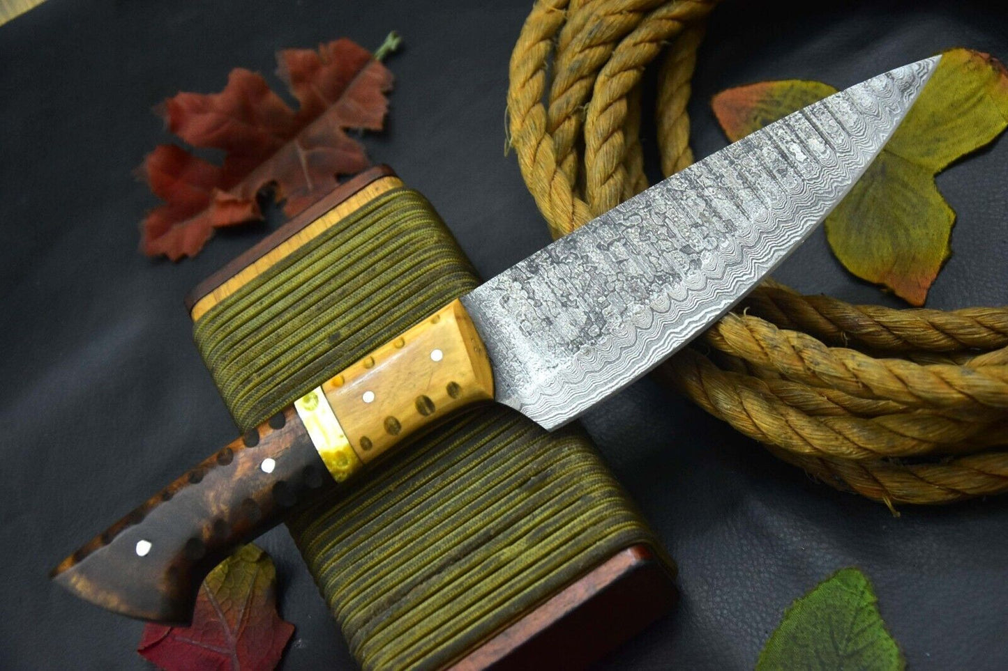 Custom Hammered Damascus Steel Chef Knife Handmade With Walnut Handle