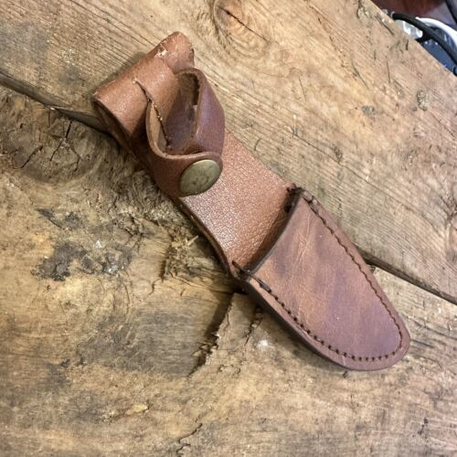8" Stainless Steel Hunter/Skinner Knife with Camel Bone Handle & Leather Sheath – Handmade Fixed Blade