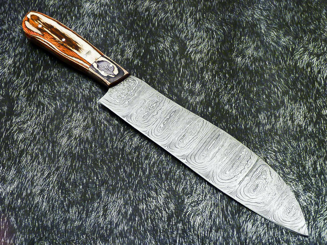 Professional Handmade Damascus Steel Chef Knife 13" with Hardwood Handle