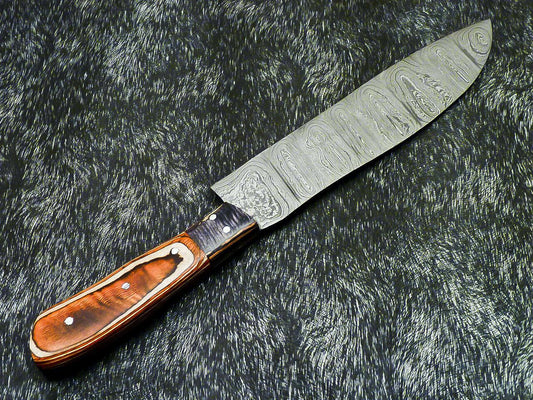 Professional Handmade Damascus Steel Chef Knife 13" with Hardwood Handle