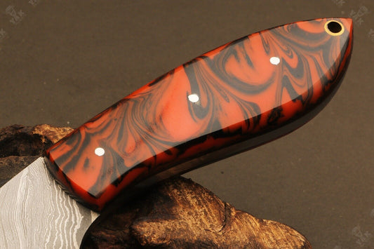9.5" Hand Forged Twist Damascus Steel Wire Cut Bowie Knife | Resin Handle