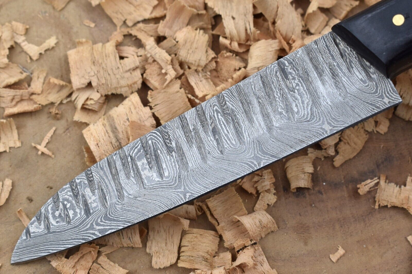 Handmade Forged Damascus Steel Kitchen Chef Knife with Black Dollar Thappa Handle