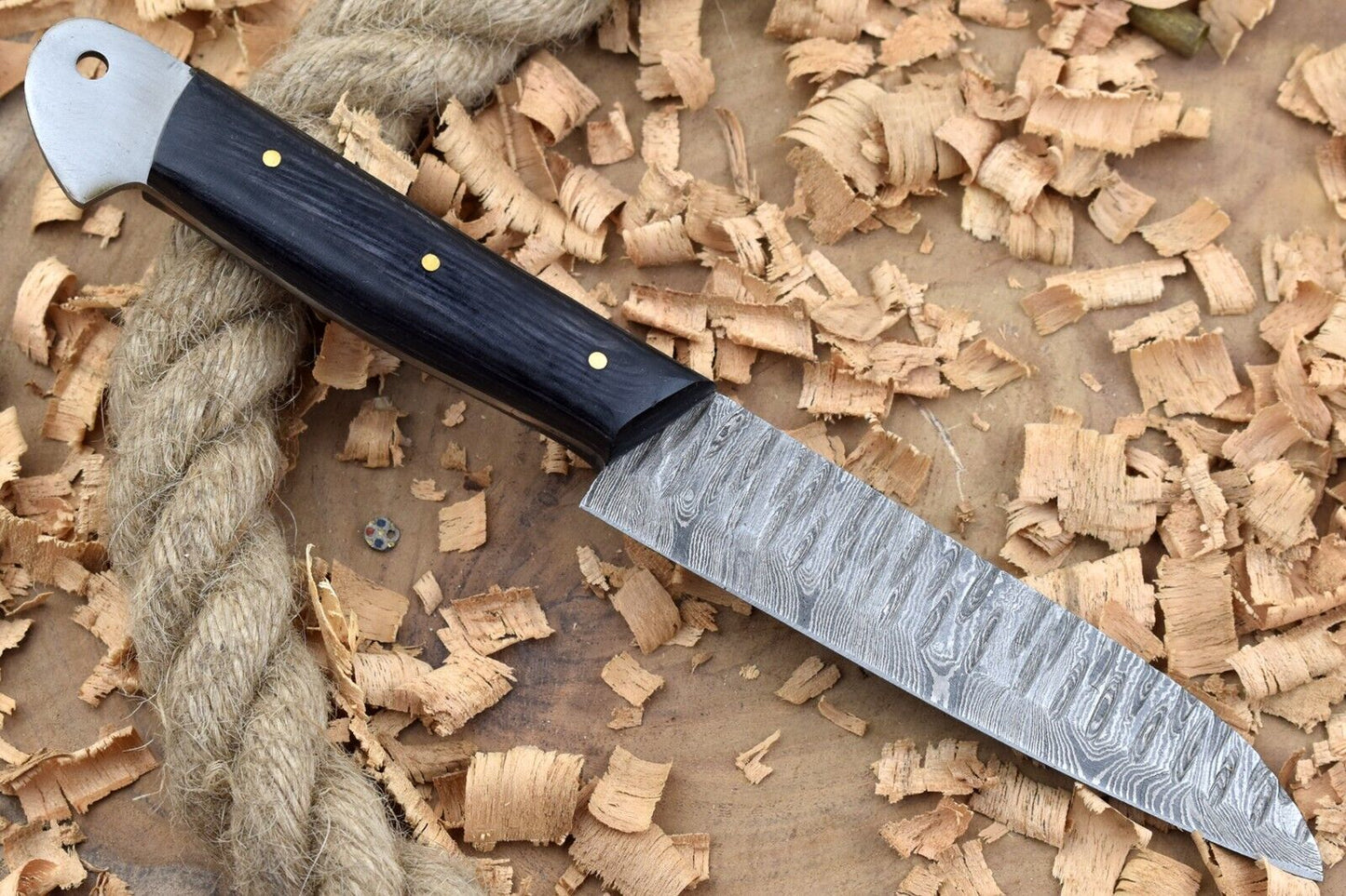 Handmade Forged Damascus Steel Kitchen Chef Knife with Black Dollar Thappa Handle