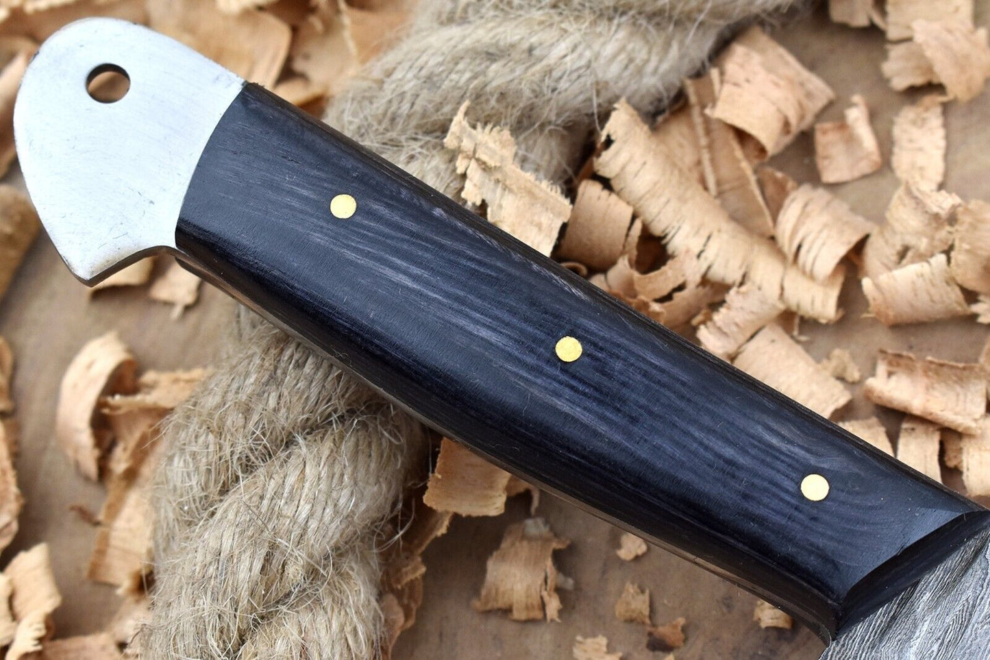 Handmade Forged Damascus Steel Kitchen Chef Knife with Black Dollar Thappa Handle