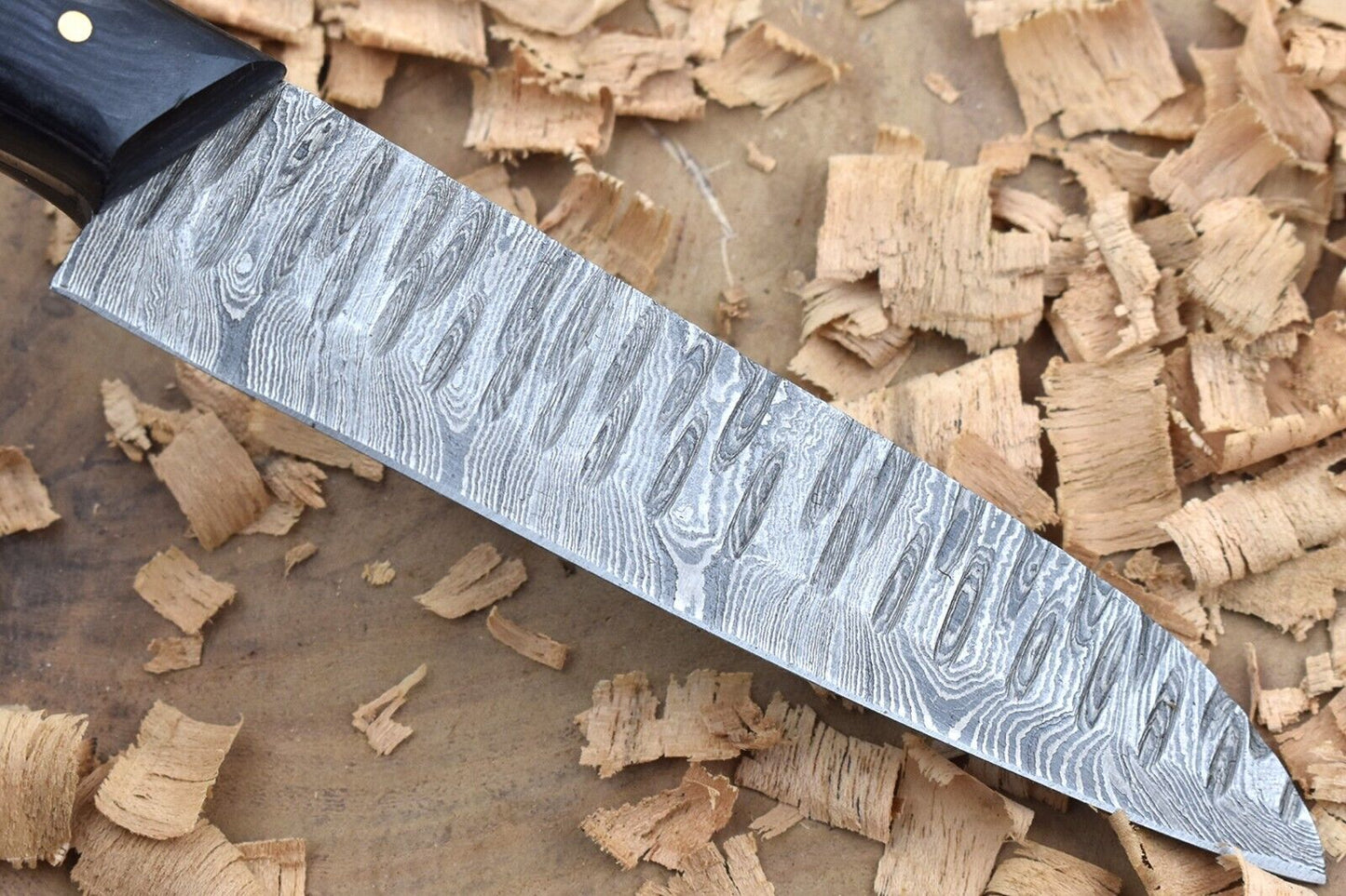 Handmade Forged Damascus Steel Kitchen Chef Knife with Black Dollar Thappa Handle